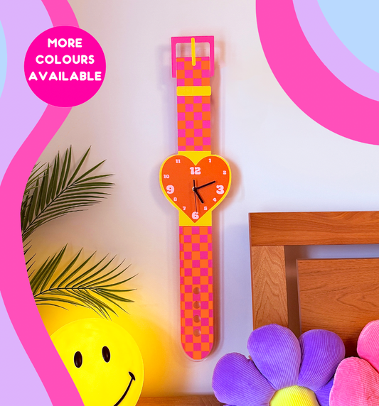 Checkerboard heart watch wall clock decorative silent movement