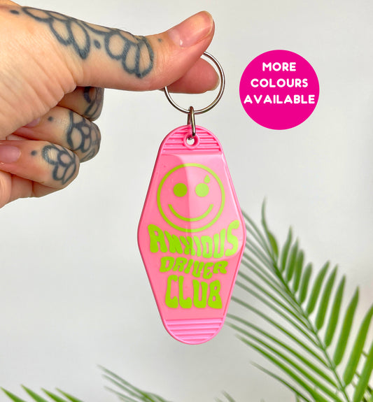Anxious drivers club motel keychain keyring various colours
