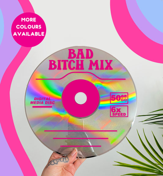 Bad bitch mix CD upcycled vintage 12" laser disc home decor