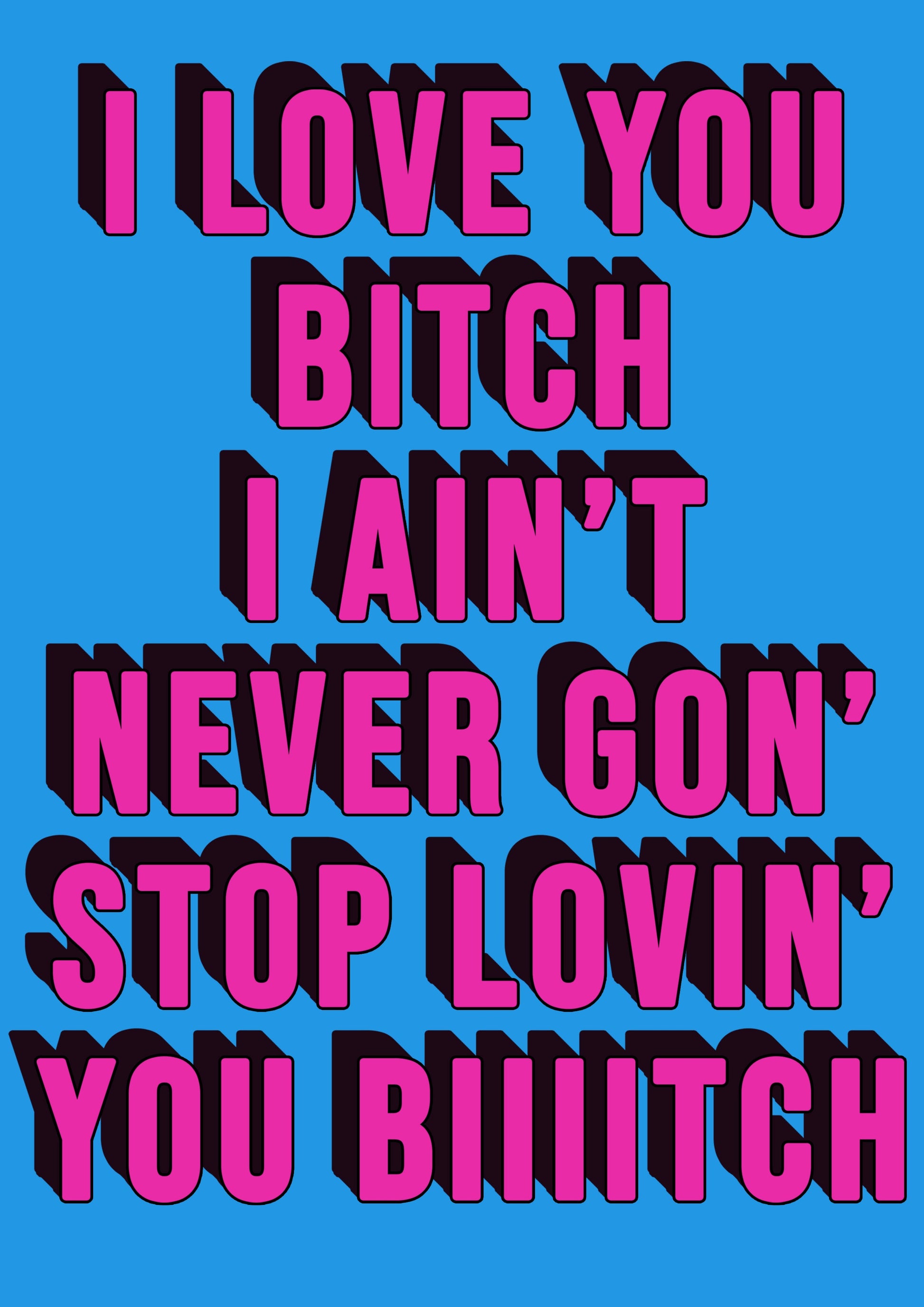 I Love You Bitch Vine Quote Artwork Poster Print Poster