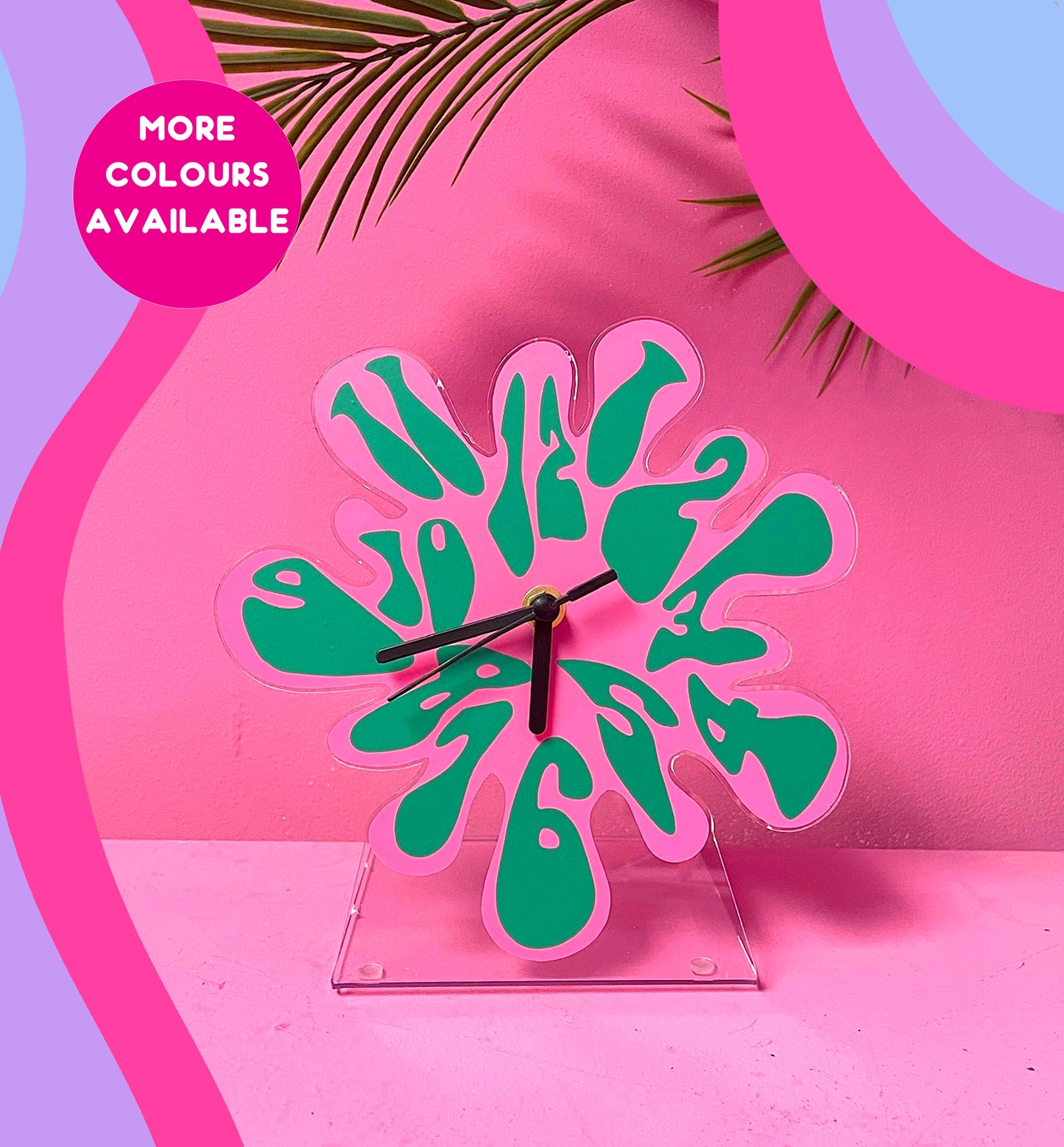 Blob psychedelic numbers table decorative clock silent movement