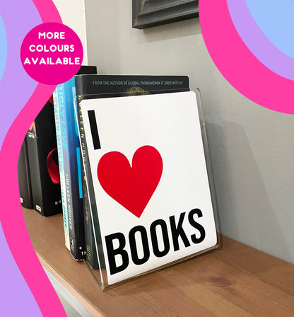 I heart books acrylic bookend home decor