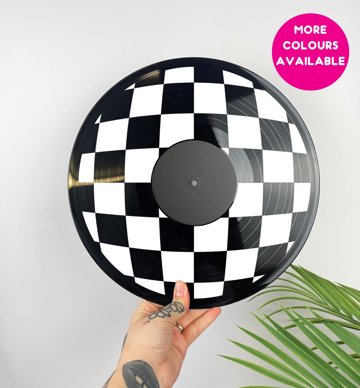 Checkerboard upcycled vintage 12" LP vinyl record home decor