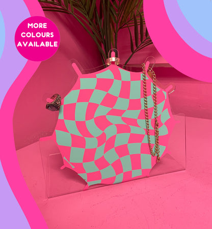 Retro wavy checkerboard jewellery stand home decor accessories