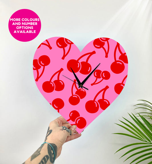 Cherry heart shaped decorative clock silent movement