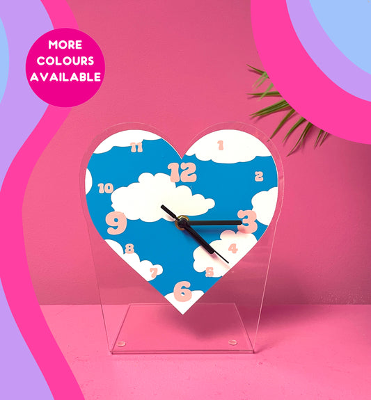 Cloud heart shaped table decorative clock silent movement
