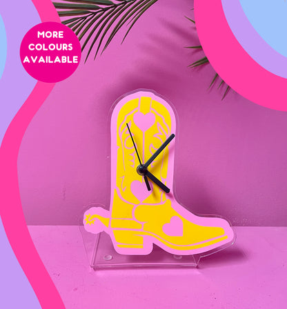 Cowboy boot decorative clock silent movement