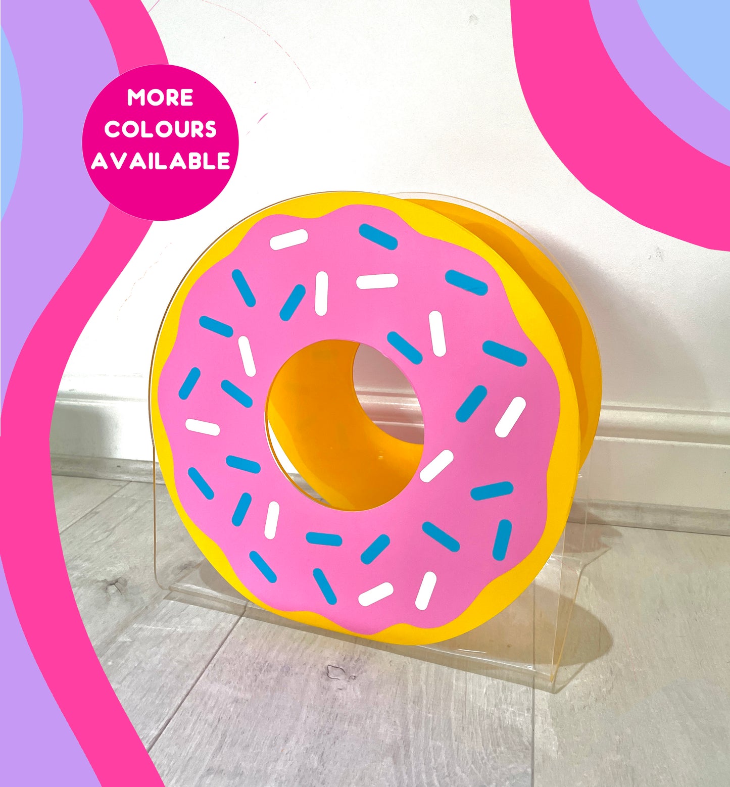 Donut acrylic storage holder for records, books and other storage home decor