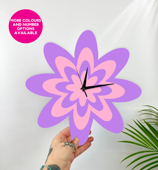 Flower pattern flower shaped decorative clock silent movement