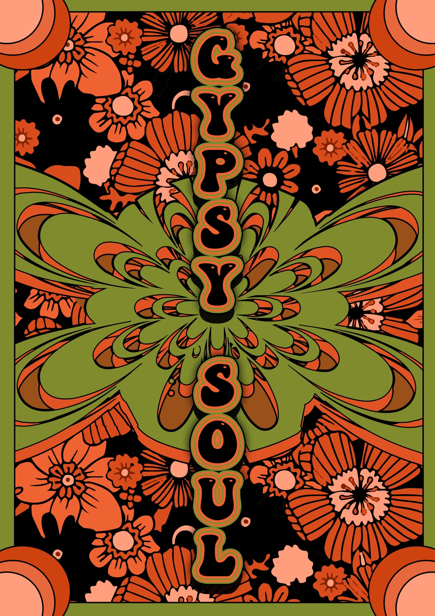 Gypsy Soul Psychedelic 70S Hippy Typography Artwork Poster Print Poster