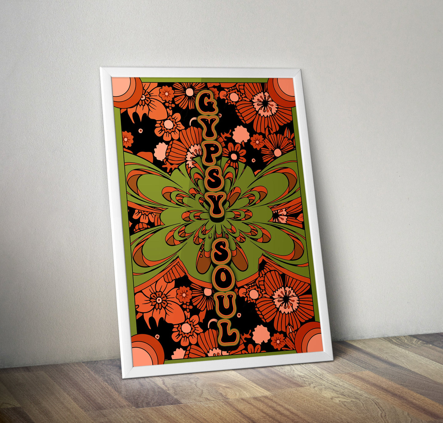 Gypsy Soul Psychedelic 70S Hippy Typography Artwork Poster Print Poster