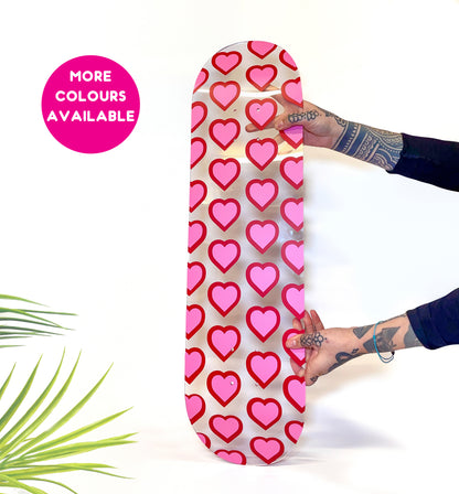 Retro heart pattern clear acrylic skateboard deck