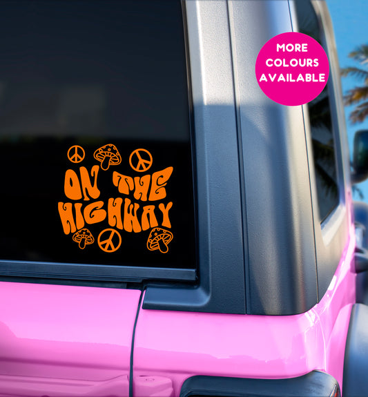 On the highway trippy car decal bumper sticker various colours
