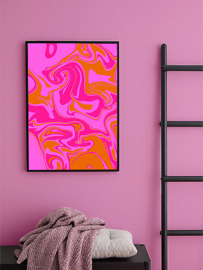 Pink Orange Swirl Psychedelic Pattern Artwork Poster Print Poster