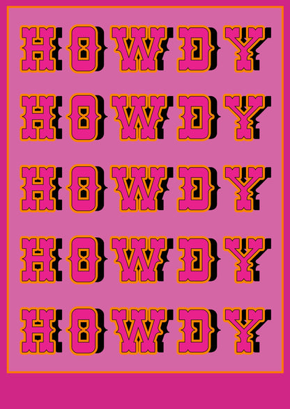 Howdy Western Typography Artwork Poster Print Poster