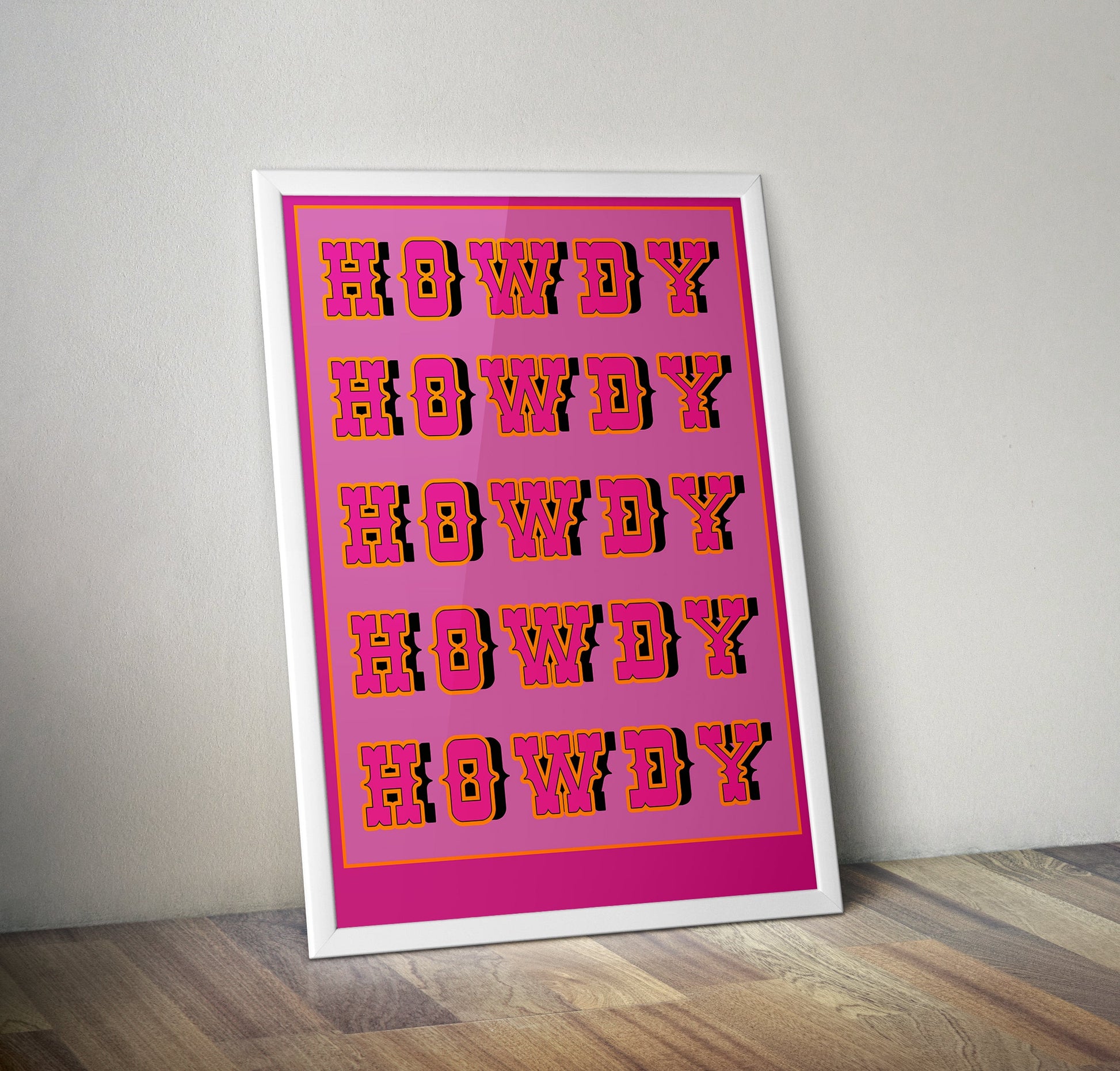 Howdy Western Typography Artwork Poster Print Poster