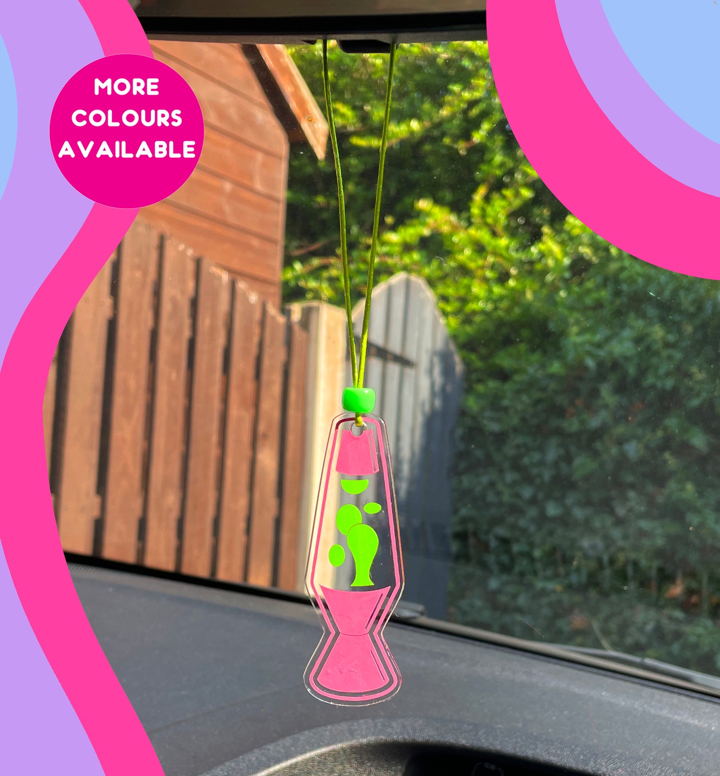 Lava lamp rearview mirror car accessory charm clear acrylic