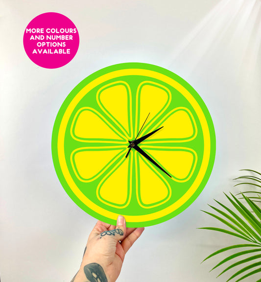 Lime slice circle shaped decorative clock silent movement