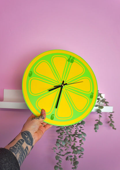 Lime slice circle shaped decorative clock silent movement