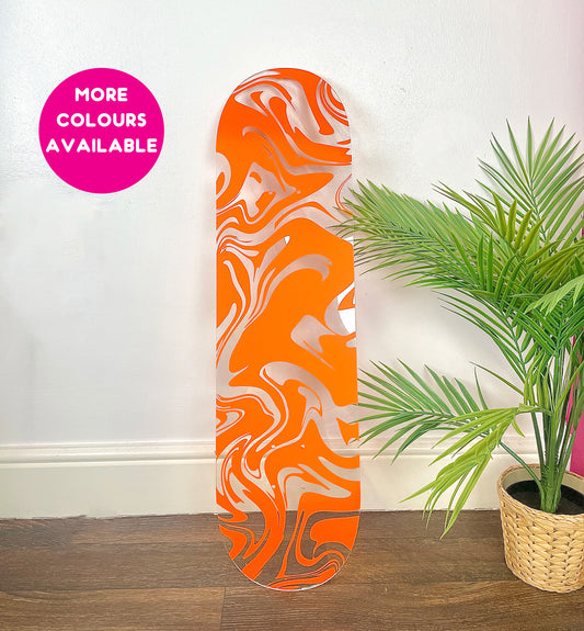 Marble pattern swirl clear acrylic skateboard deck