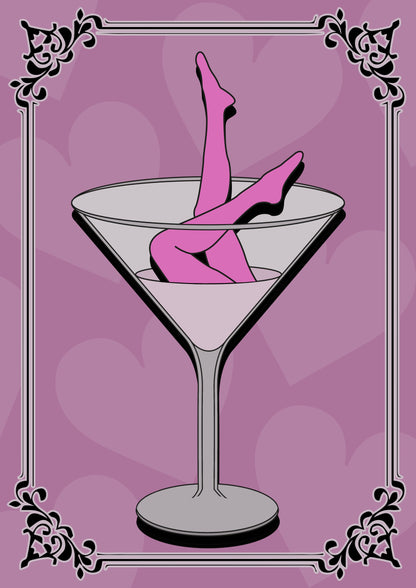 Martini Glass Burlesque Graphic Poster Print Poster