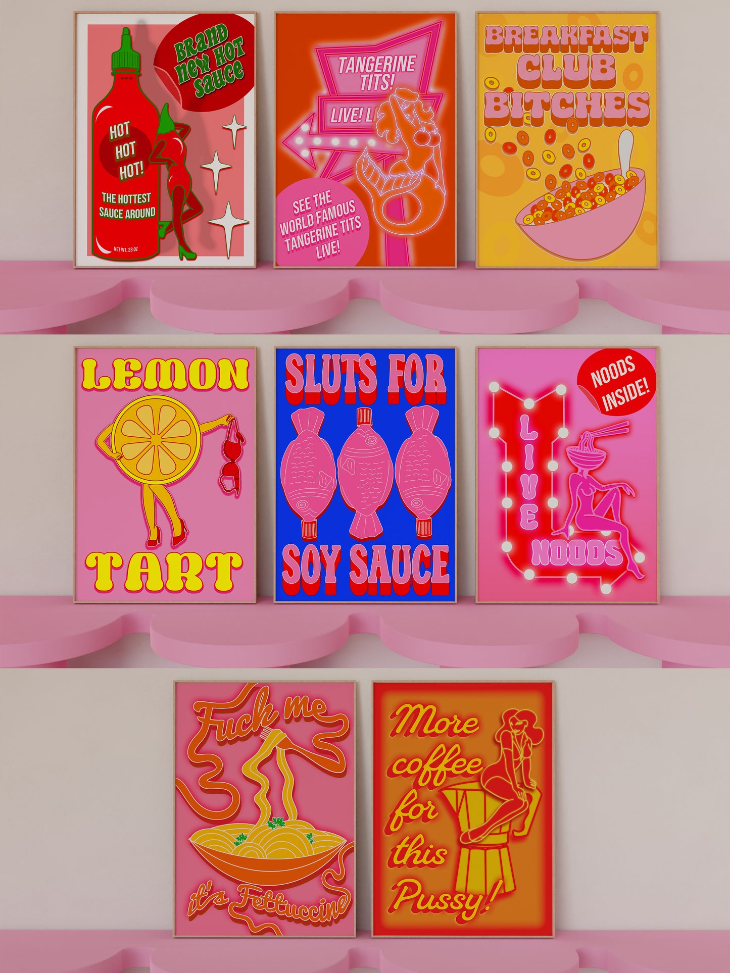 More coffee for this pussy neon sign unhinged artwork poster print