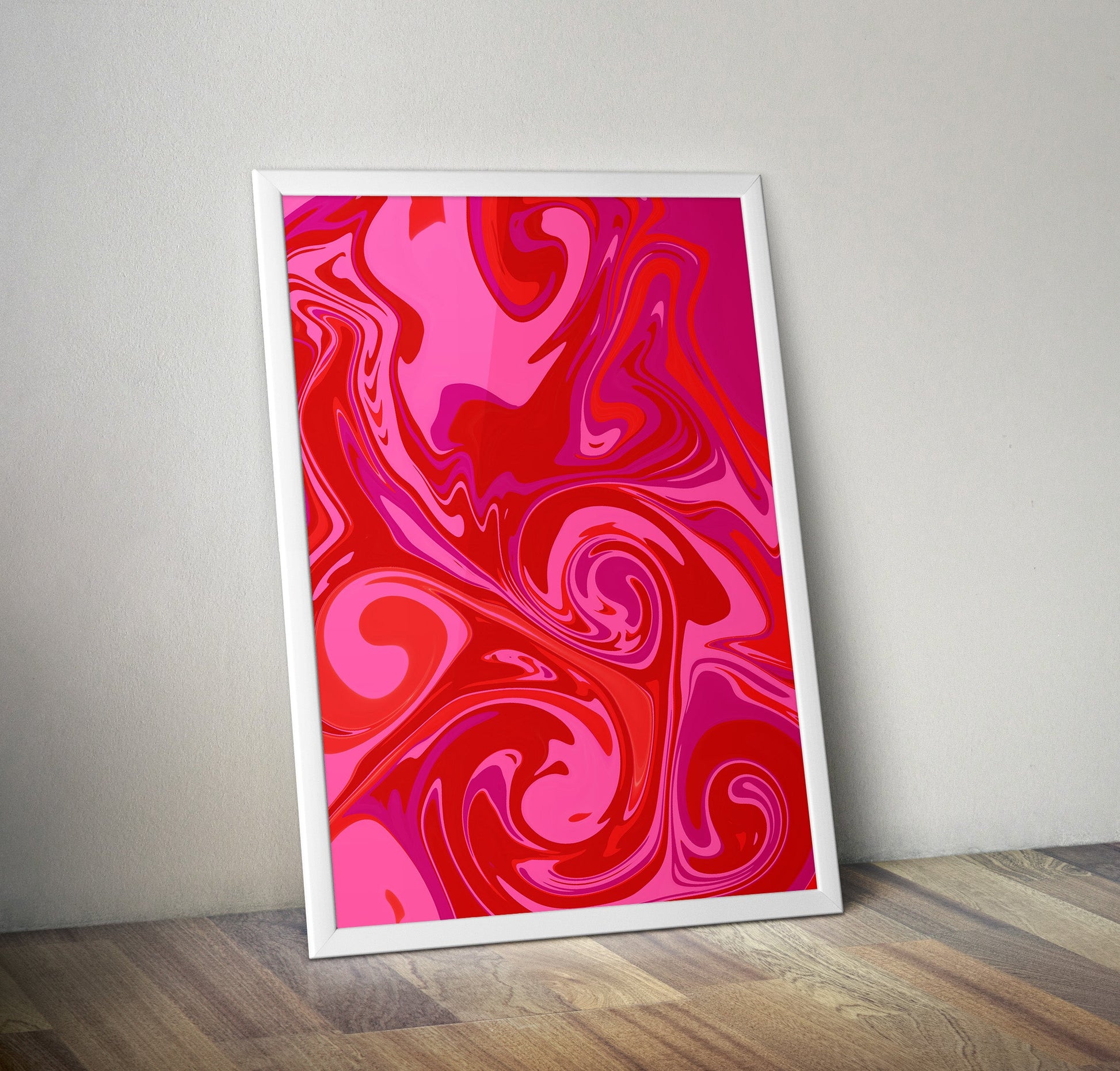 Pink Red Swirl Psychedelic Pattern Artwork Poster Print Poster