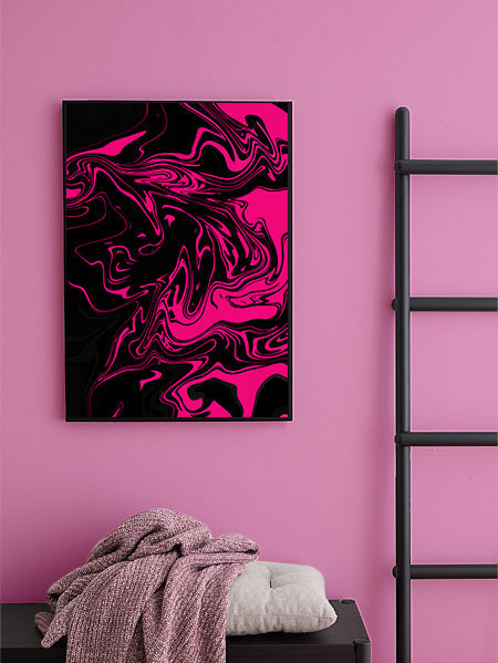 Black Pink Swirl Psychedelic Pattern Artwork Poster Print Poster