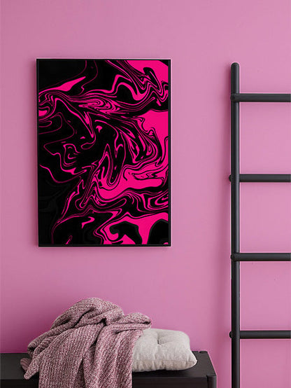 Black Pink Swirl Psychedelic Pattern Artwork Poster Print Poster