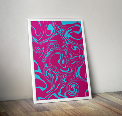 Purple Blue Swirl Psychedelic Pattern Artwork Poster Print Poster