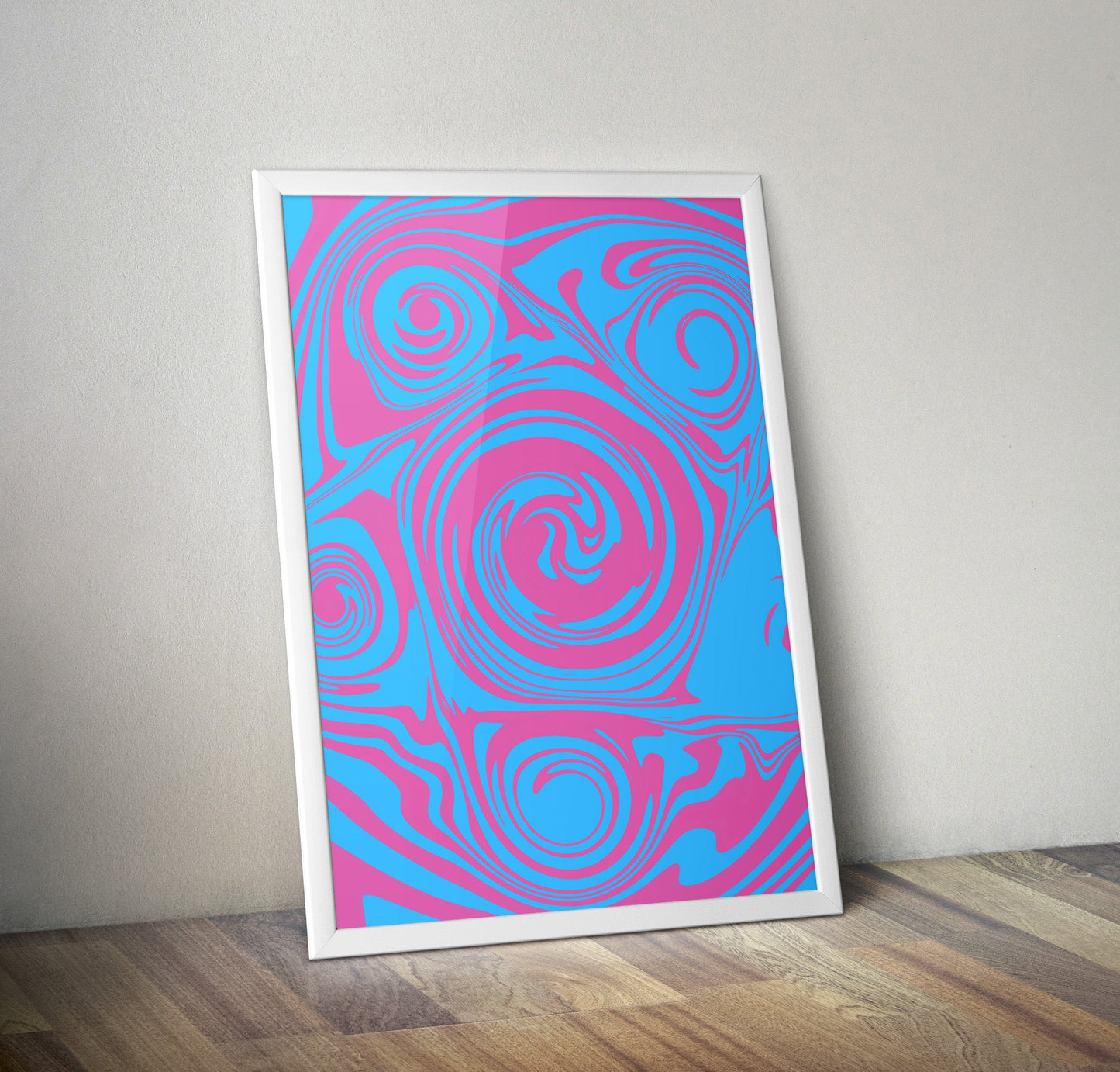 Blue Pink Swirl Psychedelic Pattern Artwork Poster Print Poster