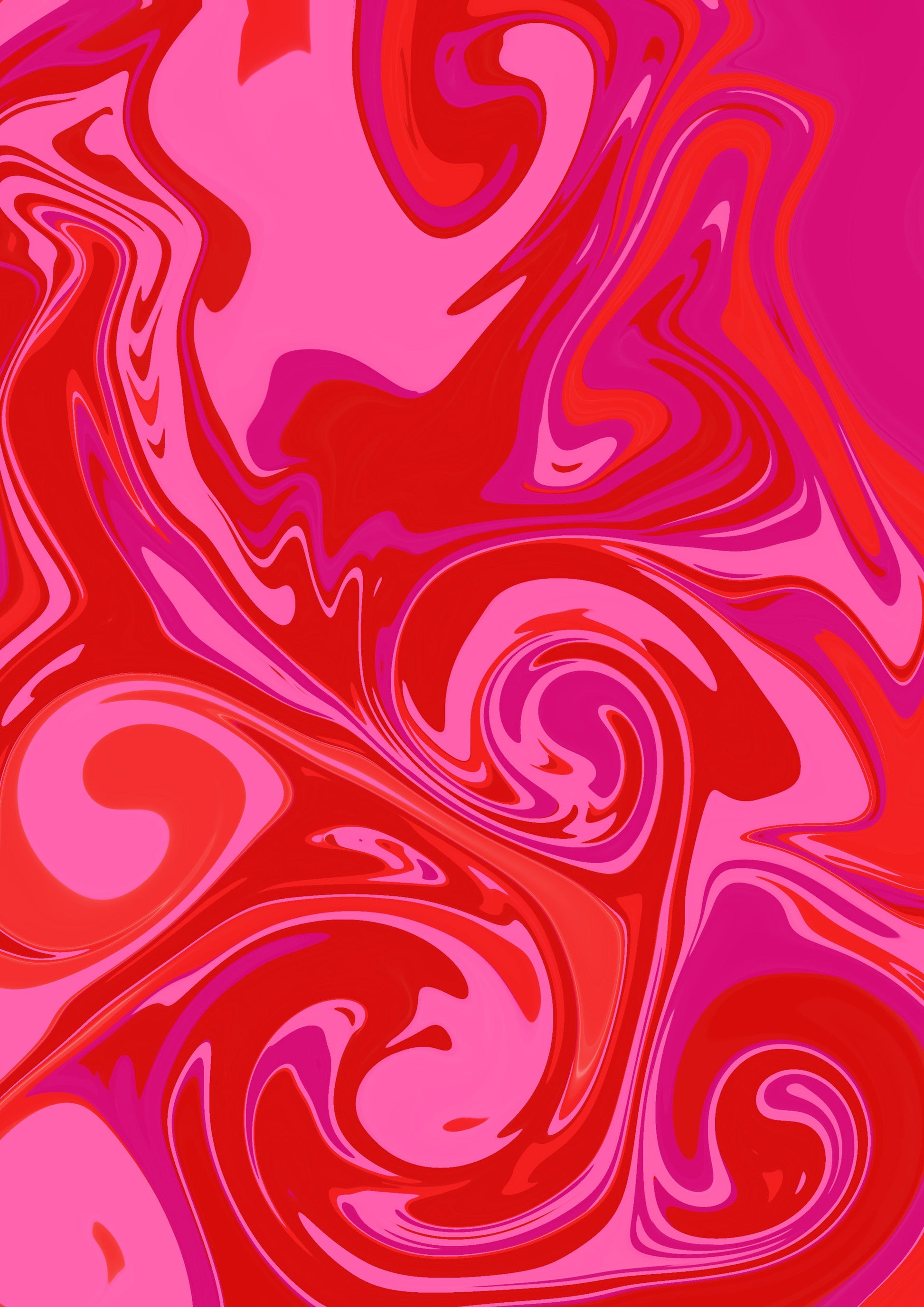 Pink Red Swirl Psychedelic Pattern Artwork Poster Print Poster