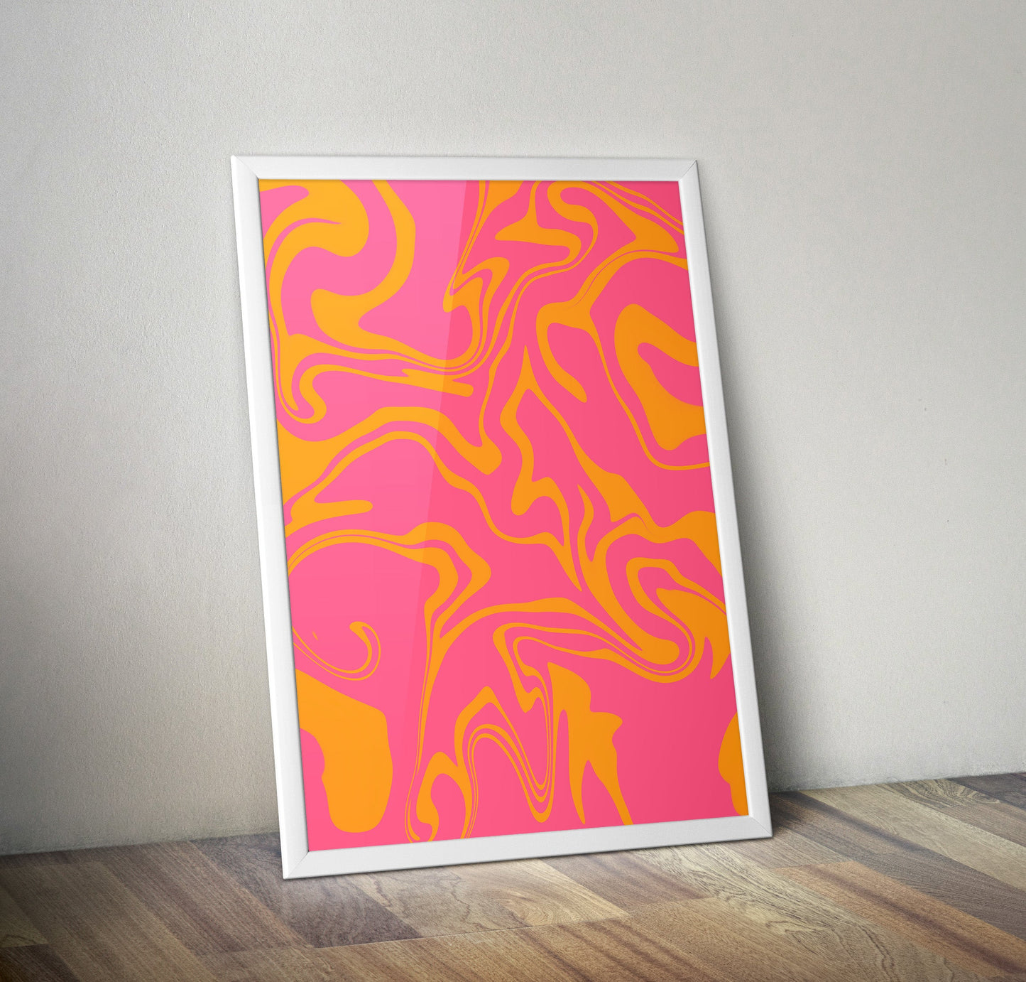 Yellow Pink Swirl Psychedelic Pattern Artwork Poster Print Poster