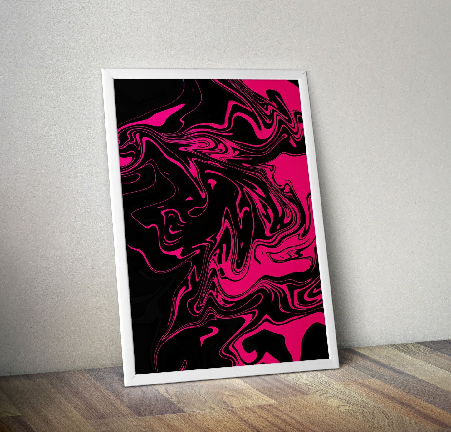 Black Pink Swirl Psychedelic Pattern Artwork Poster Print Poster