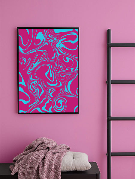 Purple Blue Swirl Psychedelic Pattern Artwork Poster Print Poster