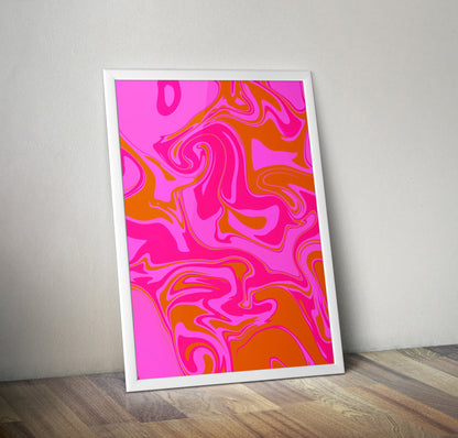 Pink Orange Swirl Psychedelic Pattern Artwork Poster Print Poster