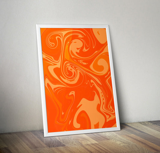 Orange Yellow Swirl Psychedelic Pattern Artwork Poster Print Poster