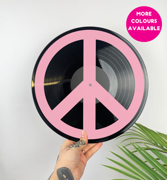Peace sign upcycled vintage 12" LP vinyl record home decor