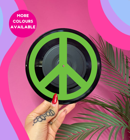 Peace sign upcycled vintage 7" LP vinyl record home decor