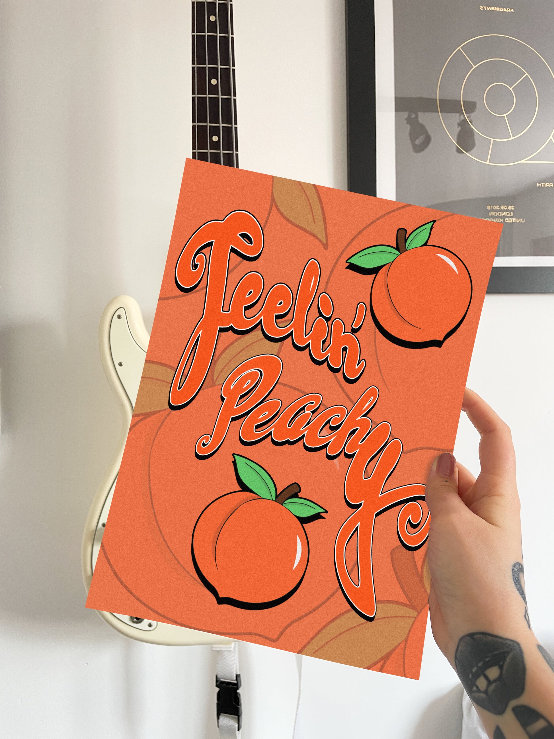 Feelin Peachy Typography Artwork Poster Print Poster