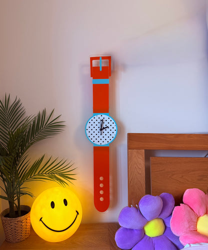 Polka dot watch wall clock decorative silent movement