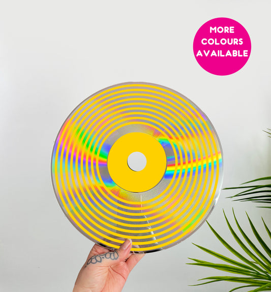Circle pattern psychedelic upcycled vintage 12" laser disc home decor