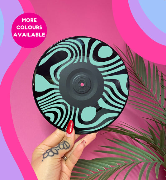 Swirl pattern upcycled vintage 7" LP vinyl record home decor