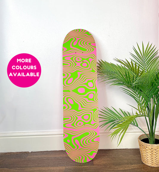 Psychedelic swirl clear acrylic skateboard deck