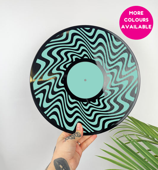 Swirl twist pattern upcycled vintage 12" LP vinyl record home decor