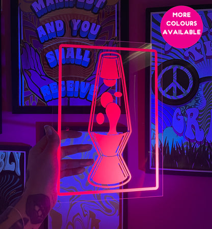 Groovy lava lamp UV glow pink clear acrylic vinyl poster plaque