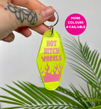 Hot bitch wheels motel keychain keyring various colours