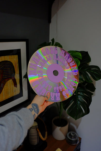 What goes around comes around upcycled vintage 12" laser disc home decor