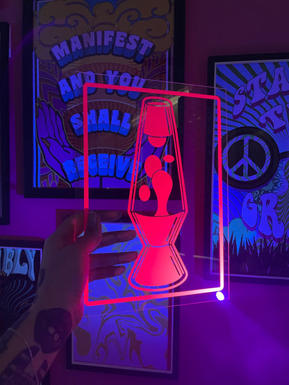 Groovy lava lamp UV glow pink clear acrylic vinyl poster plaque