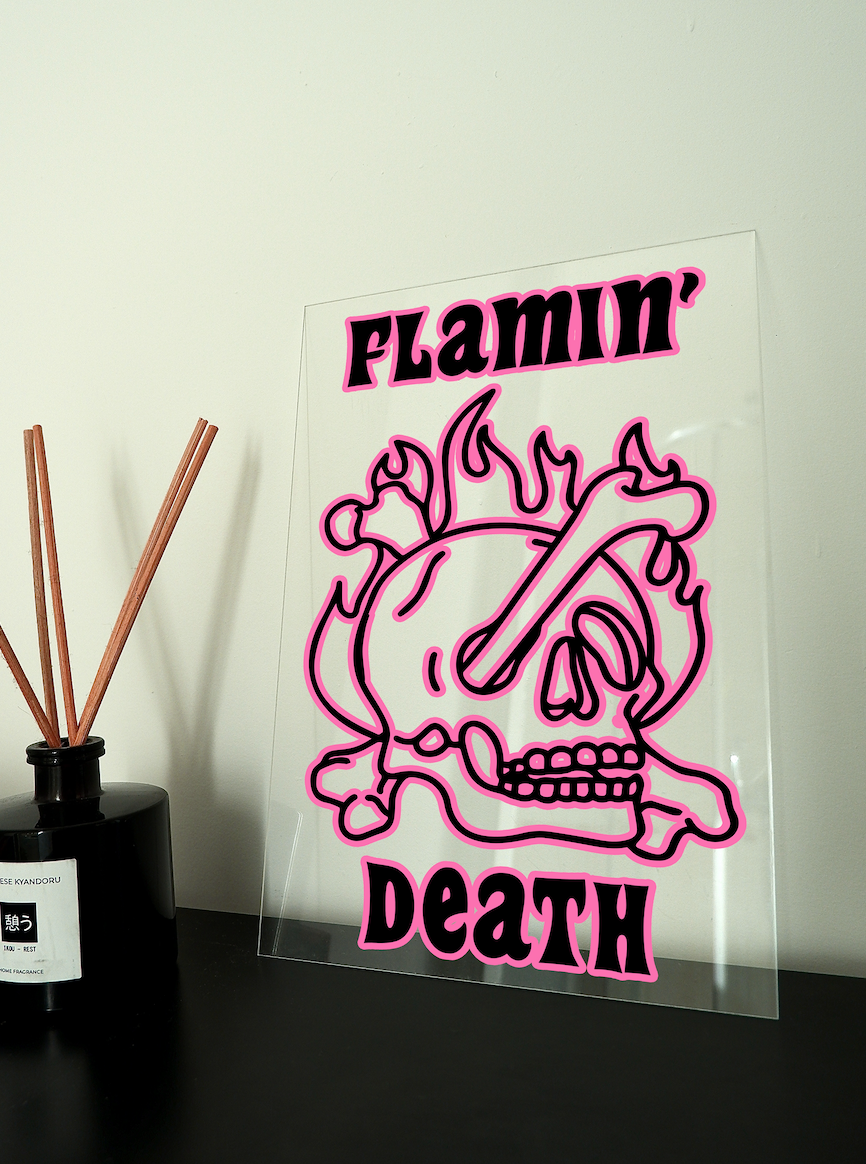 Flamin' Death clear acrylic vinyl poster plaque